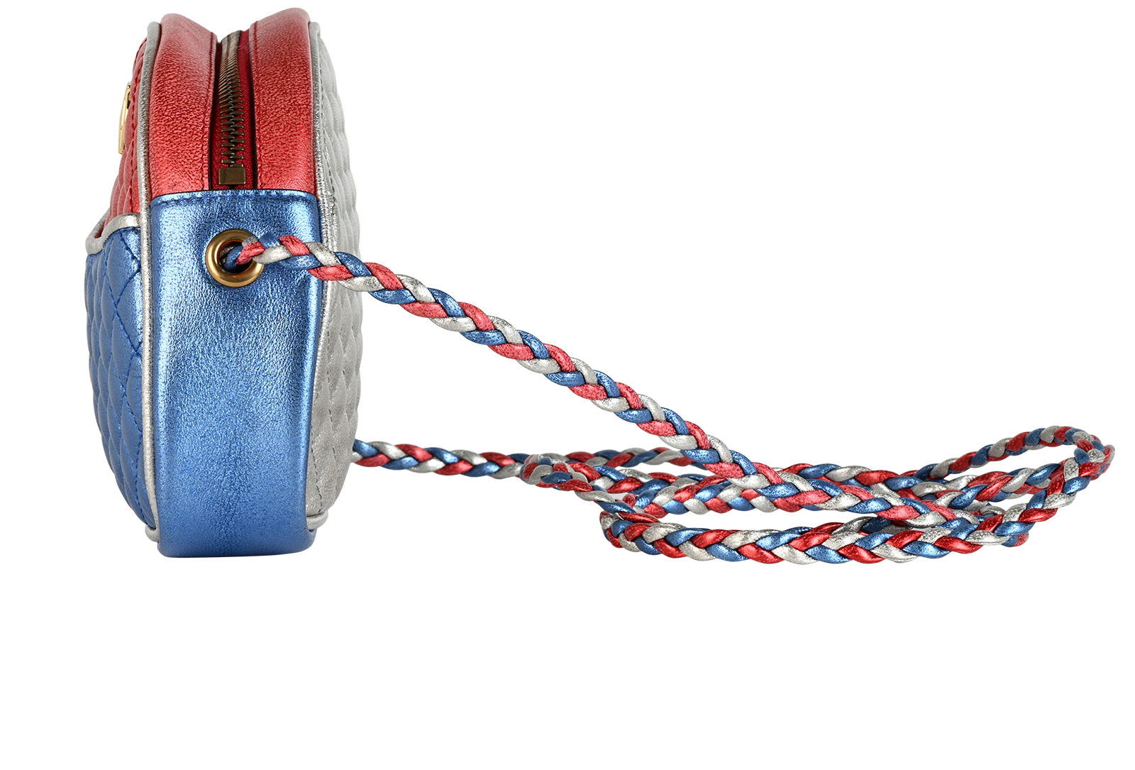 Mini Dome Trapuntata, &pound;550, Handbags, Blue/Red, Leather, Bottom view